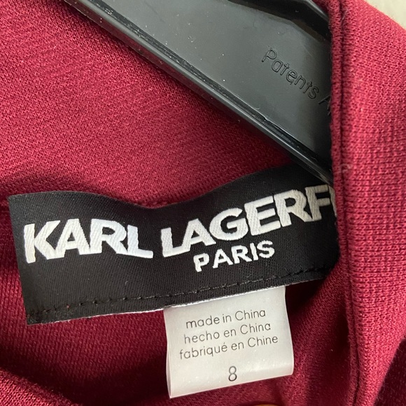 Karl Lagerfeld Paris Ponte-Knit Asymmetrical Dress Mulled Wine 8 New Wit… - Picture 4 of 7